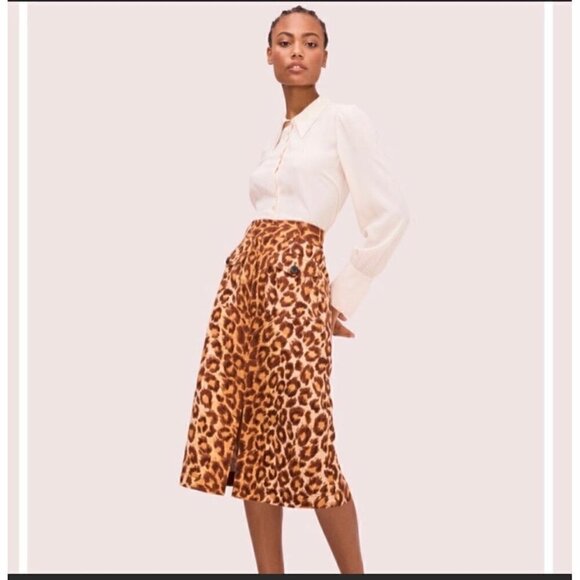 NWT Kate Spade Panthera Skirt Orange 4 - Picture 1 of 9